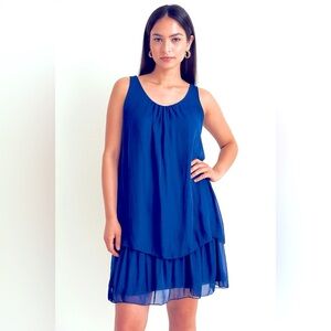 silk blend made in italy royal  Blue Sleeveless Dress